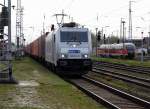 Am 29.04.2015 kam die 386 014-5 von der METRANS aus Richtung Salzwedel nach Stendal und fuhr weiter in Richtung Magdeburg .