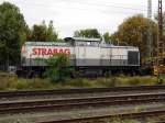 Am 7.10.2014 war die 203 166-4 von STRABAG Rail GmbH in Stendal abgestellt .