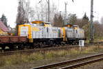 Am 02.12.2017 Rangierfahrt von der 293 510-4 und die 293 508-8 von der SGL - Schienen Güter Logistik GmbH, in Stendal .