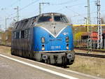 Am 17.04.2019 Rangierfahrt von 221 136-5 von der EGP – Eisenbahngesellschaft Potsdam, im Hbf Wittenberge .