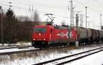 Am 23.01.2016 kam die 185 606-1 von der HGK aus Richtung Salzwedel nach Stendal und fuhr weiter in Richtung Magdeburg .