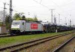Am 25.04.2015 kam die 186-150 von der Crossrail aus Richtung Hannover nach Stendal und fuhr weiter in Richtung Berlin .