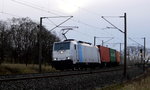 Am 31.03.2016 kam die 186 437-0 von METRANS  ( Railpool) aus Richtung Stendal und fuhr weiter in Richtung Wittenberge .