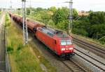 Am 7.07.2014 kam die 145 072-5 von der DB aus der Richtung Stendal und fuhr nach Wittenberge .