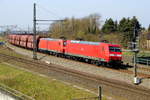 Am 10.04.2018 kamen die 145 035-2 und die 145 074-1 von DB Cargo Deutschland AG, aus Richtung Wittenberge nach Stendal .