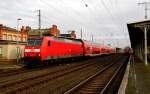 Am 24.01.2016 kam die 146 012 von der DB aus Richtung Magdeburg nach Stendal und fuhr weiter in Richtung Uelzen .