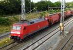 Am 7.07.2014 kam die 152 043-6 von der DB aus der Richtung Stendal und fuhr nach Wittenberge .
