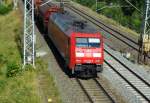 Am 23.07.2014 kam die 152 099-8 von der DB aus der Richtung Stendal und fuhr nach Wittenberge.
