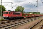 Am 2.07.2014 kam die 155 116-3 von der Railion aus Richtung Braunschweig nach Niederndodeleben und fuhr weiter in Richtung Magdeburg .