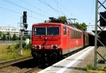 Am 6.08.2014 kam die 155 122-5 von der Railion aus Richtung Berlin nach Brandenburg an der Havel und fuhr weiter in Richtung Magdeburg .