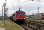 Am 22.04.2015 kam die 155 019-3 von der DB aus Richtung Wittenberge nach Stendal und fuhr weiter in Richtung Magdeburg .