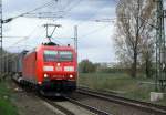 Am 15.04.2014 kam die 185 014-8 von der DB aus der Richtung Wittenberge  und  fuhr weiter in Richtung  nach Stendal .