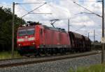 Am 1.07.2014 kam die 185  135-1 von der DB aus der Richtung Stendal und fuhr nach Wittenberge .