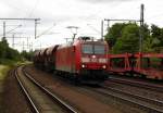 Am 2.07.2014 kam die 185 011-4   von der DB aus Richtung Magdeburg nach Niederndodeleben und fuhr weiter in Richtung Braunschweig .