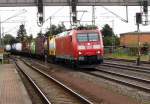 Am 22.08.2014 kam die 185 011-4 von der DB aus Richtung Braunschweig nach Niederndodeleben und fuhr weiter in Richtung Magdeburg .