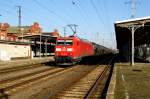 Am 18.03.2015 kam die 185 166-6 von der DB aus Richtung Magdeburg nach Stendal und fuhr weiter in Richtung Hannover .