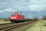 Am 31.03.2015 kam die 185 347-2 von der DB aus der Richtung Stendal nach Demker und fuhr weiter in Richtung Magdeburg .