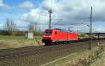 Am 02.04.2015 kam die 185 218-5 von der DB aus Richtung Stendal und fuhr weiter in Richtung Hannover .