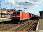 Am 25.09.2015 kam 185 077-5 von der DB aus Richtung Magdeburg nach Stendal und fuhr weiter in Richtung Wittenberge .