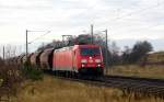 Am 14.12.2015 kam die 185 373-8 von der DB Schenker aus der Richtung Magdeburg nach Demker und fuhr weiter in Richtung Stendal .