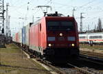 Am 15.03.2017 kam die 185 266-4 von der DB Schenker Rail Deutschland AG, aus Richtung Wittenberge nach Stendal und fuhr weiter in Richtung Magdeburg .