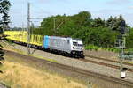 Am 11.06.2018 fuhr die 187 303-3 von der SETG (Railpool) von Borstel nach Stendal und weiter nach Rostock .