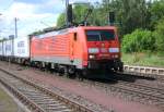 Am 3.06.2014 kam die 189 016-9 von der DB aus der Richtung Helmstedt nach Wefensleben und fuhr weiter in Richtung Magdeburg .