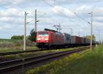 Am 28.04.2015 kam die 189 007-8 von der DB aus der Richtung Stendal nach Demker und fuhr weiter in Richtung Magdeburg .