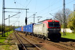 Am 21.04.2016 kam die  EU46-502 ( 5370 014-0 ) von der PKP Cargo aus der Richtung Helmstedt nach Wefensleben und fuhr weiter in Richtung Magdeburg .
