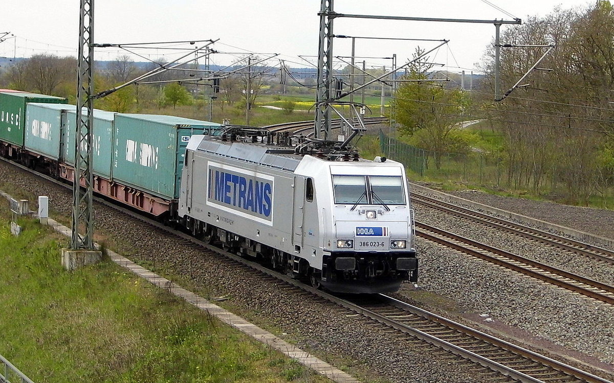  Am 28.04.2017 kam die 386 023-6 von METRANS  aus Richtung  Salzwedel nach Stendal .