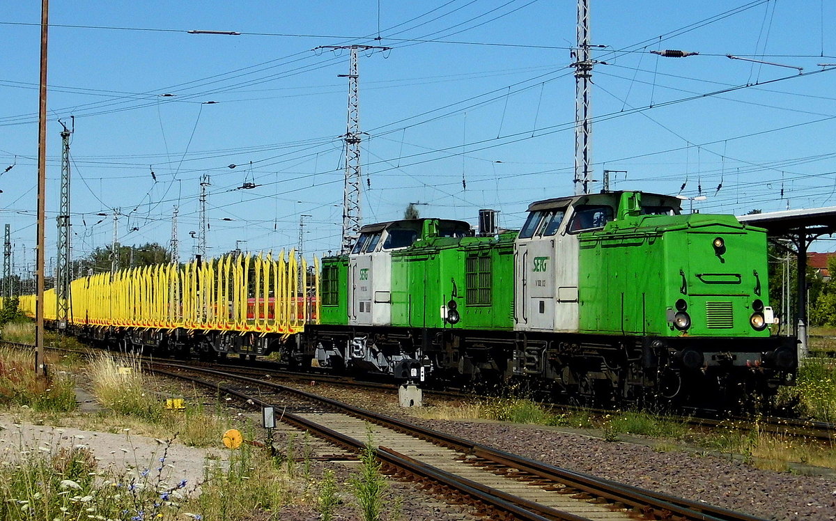 Am 01.07.2018 kamen  von der 202 787-8 und die 202 287-9 von der SETG - Salzburger Eisenbahn TransportLogistik GmbH,  von Niedergören nach Stendal .