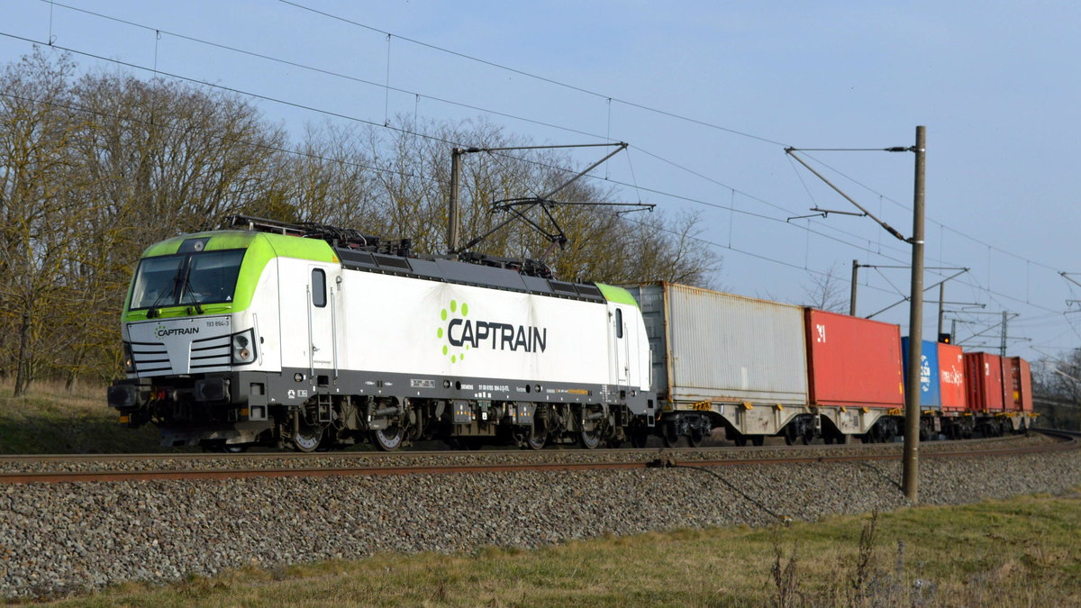 Am 03.03.2021 kam die 193 894-3 von Captrain Deutschland, aus Richtung Stendal und fuhr weiter in Richtung Wittenberge .
