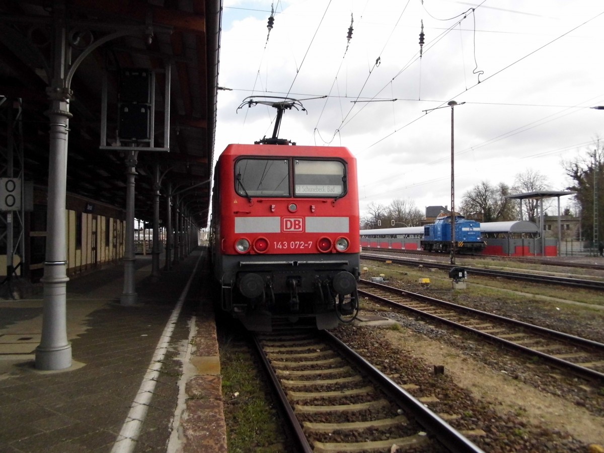 Am 03.04.2015 stand die 143 072-2 von der DB in Stendal.