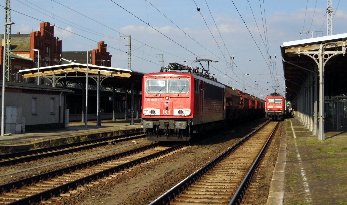 Am 03.08.2015 kam die 155 060-7 von der DB aus Richtung Magdeburg nach Stendal und fuhr weiter in Richtung Wittenberge.