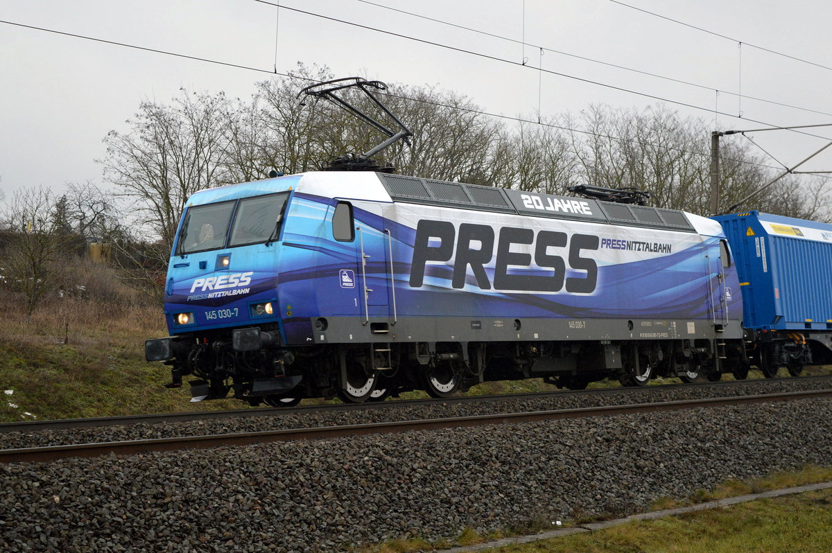 Am 05.02.2021 fuhr die 145 030-7 von der PRESS von Stendal nach Borstel.