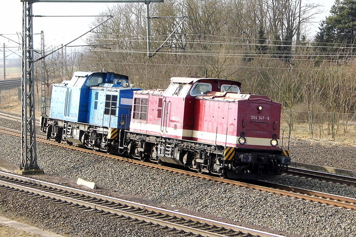 Am 05.03.2018 fuhren die 204 011-5 und die 204 347-9 von der Press-MTEG von Niedergörne nach Stendal . 