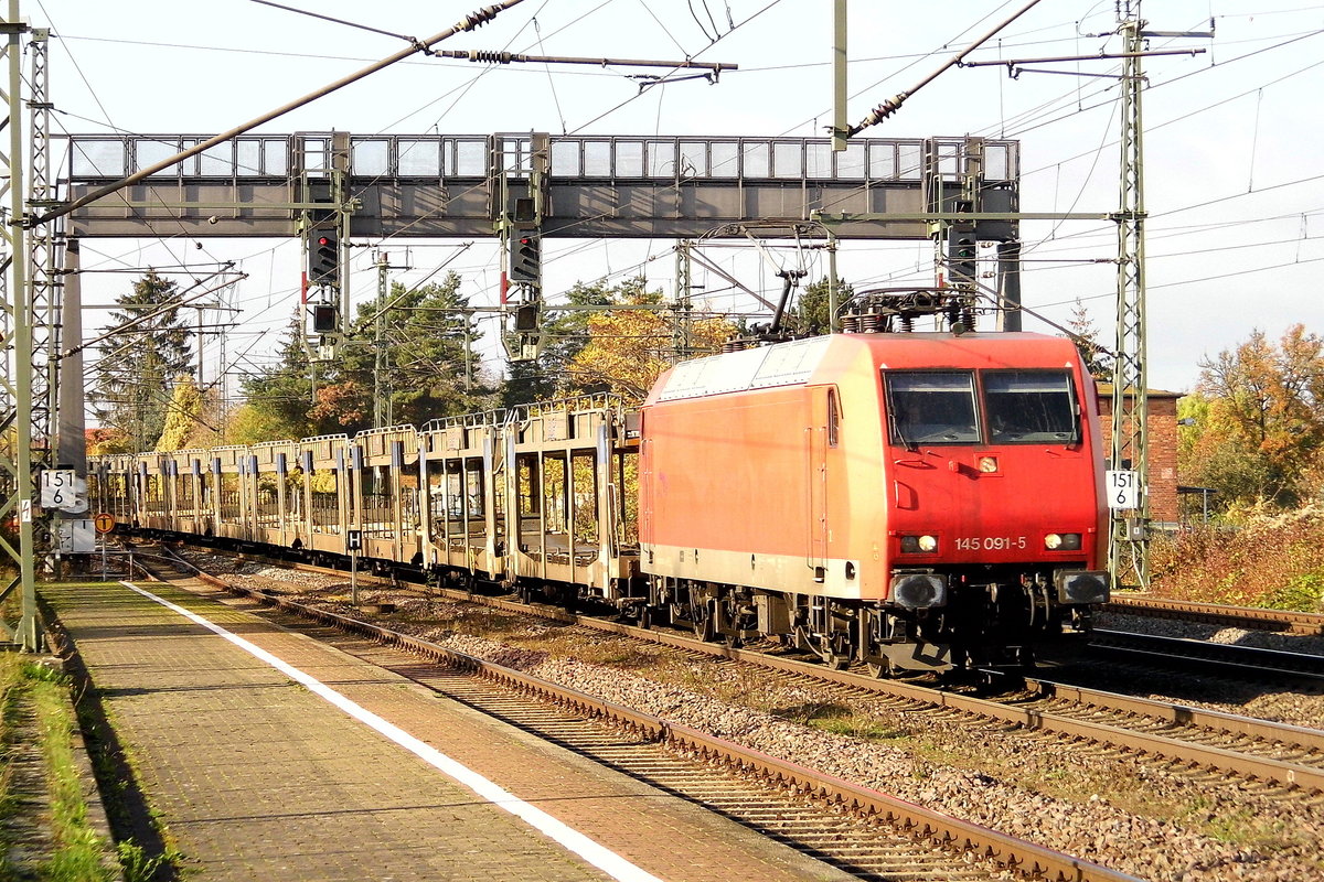 Am 05.11.2020 kam die 145 091-5 von der  WFL - Wedler Franz Logistik GmbH & Co. KG   aus Richtung Braunschweig  nach Niederndodeleben und fuhr weiter in Richtung Magdeburg .