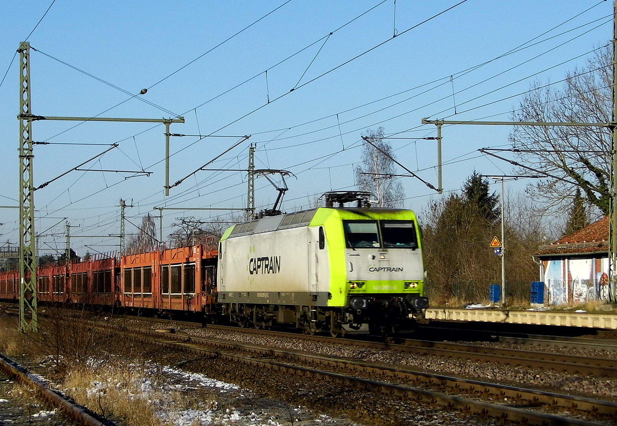Am 06.02.2018 kam die 145 095-6 von  CAPTRAIN aus Richtung Braunschweig nach Niederndodeleben und fuhr weiter in Richtung Magdeburg .