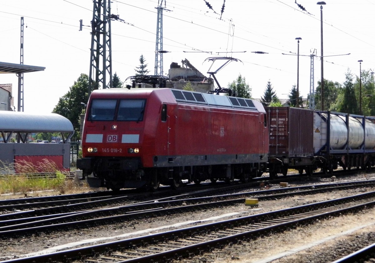 Am 07.06.2015 kam die 145 016-2 von der DB aus Richtung  Salzwedel nach Stendal und fuhr weiter in Richtung Magdeburg .