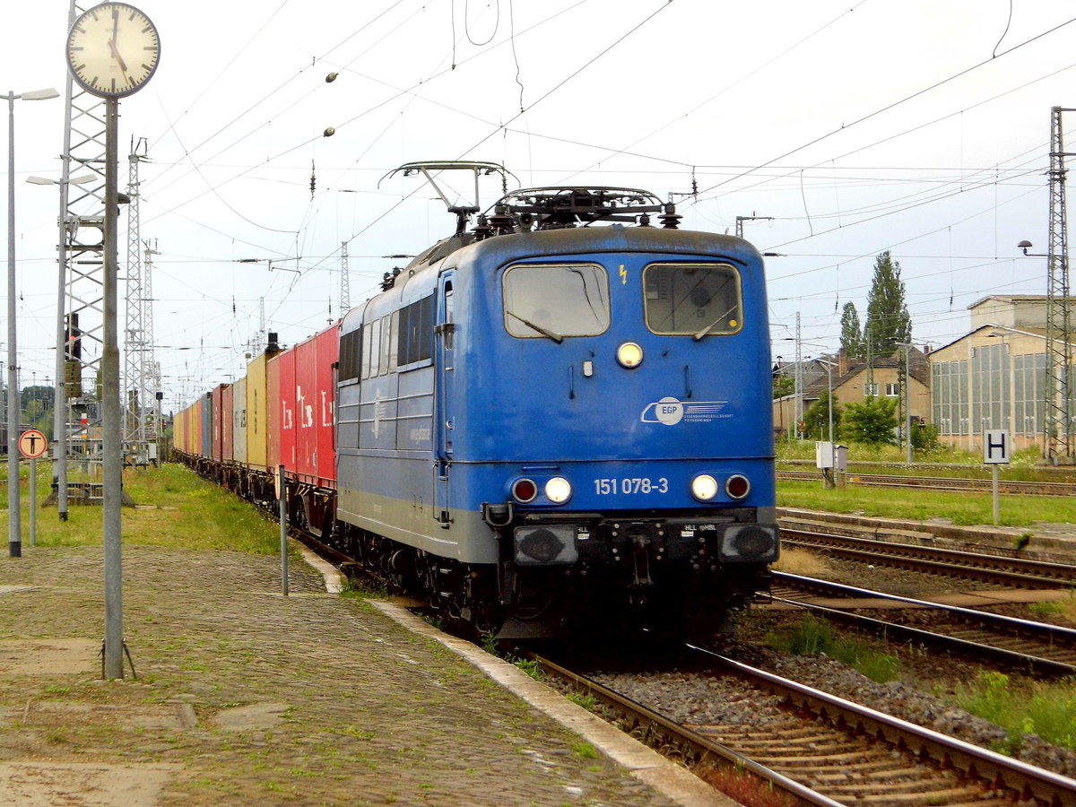 Am 08.07.2017 kam die 151 078-3 von der EGP – Eisenbahngesellschaft Potsdam, aus Richtung Salzwedel nach Stendal und fuhr weiter in Richtung Magdeburg .