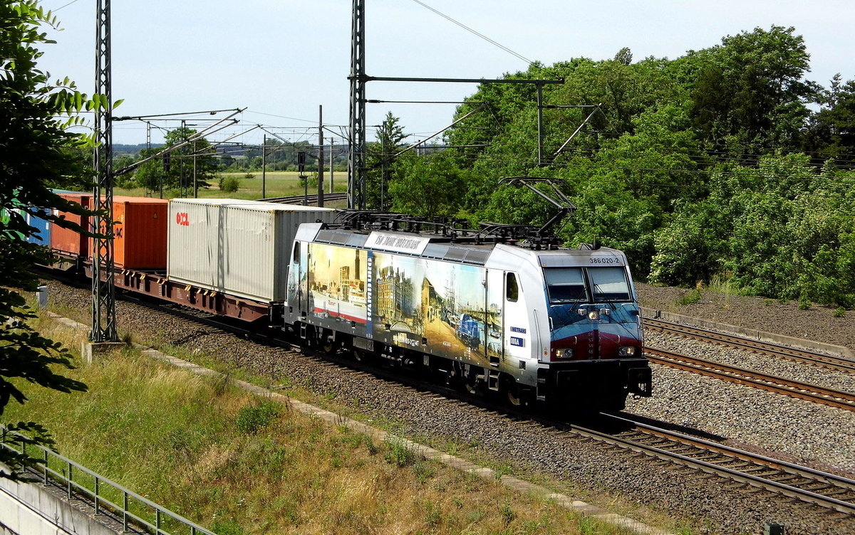 Am 09.06.2017 kam die 386 020-2 von METRANS  aus Richtung Salzwedel und fuhr nach Stendal .