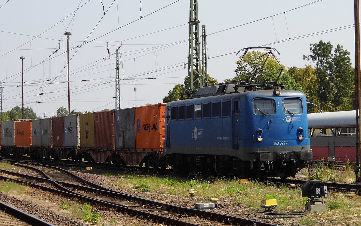 Am 09.08.2018 kam die 140 627-1 von der EGP – Eisenbahngesellschaft Potsdam, aus Richtung Magdeburg nach Stendal und fuhr weiter in Richtung Salzwedel .