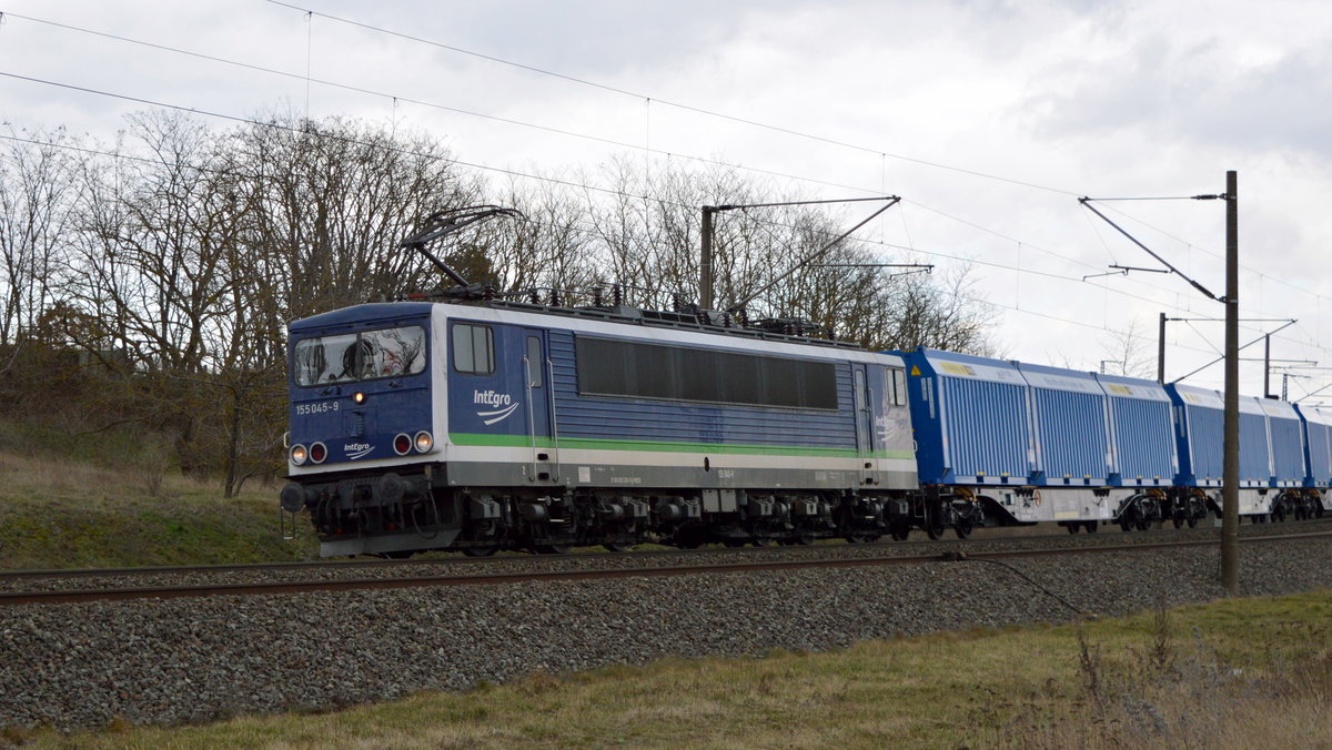 Am 11.03.2021 fuhr die 155 045-9 von der IntEgro Verkehr GmbH,- PRESS von Stendal nach Borstel.