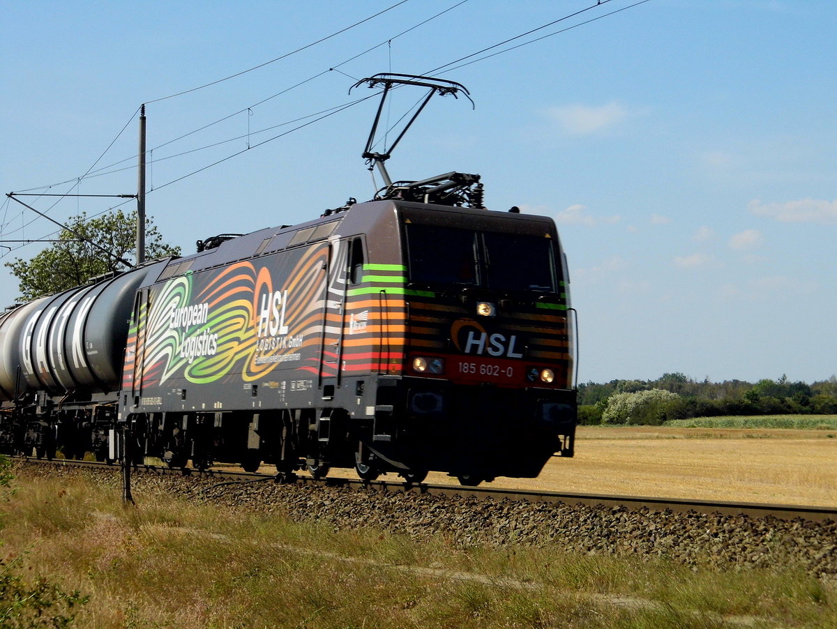 Am 12.07.2020 kam die 185 602-0 von der  HSL Logistik GmbH, ( BRLL) aus Richtung Salzwedel nach Stendal .