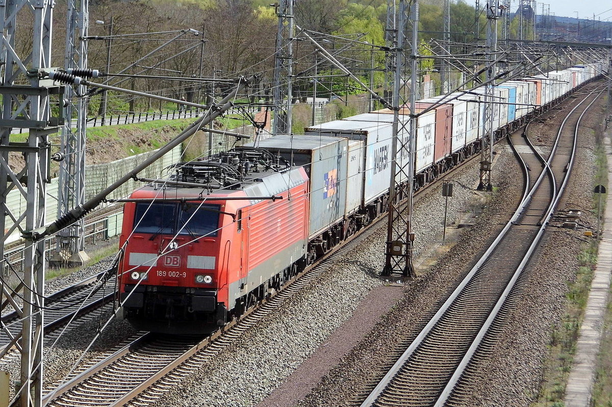Am 13.04.2017 kam die 189 002-9 von der DB Cargo Deutschland AG, aus Richtung Stendal und fuhr weiter in Richtung Wittenberge .