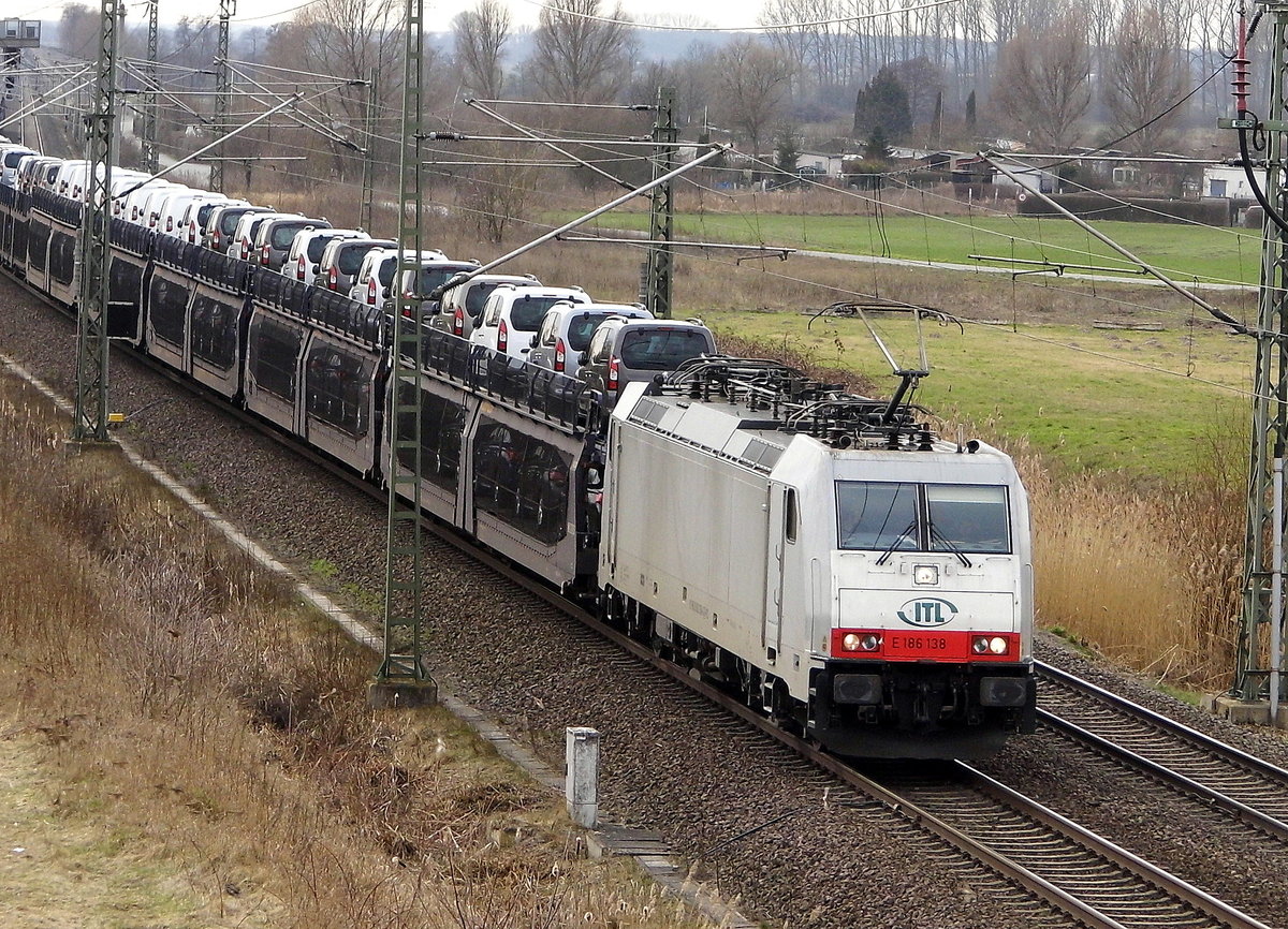 Am 14.03.2017 kam die E 186 138 von der ITL aus Richtung Braunschweig nach Stendal .