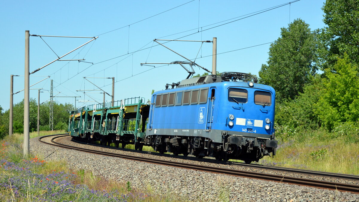 Am 14.06.2021 kam die 140 008-6 von der  PRESS aus Richtung Wittenberge und fuhr weiter in Richtung Stendal .
