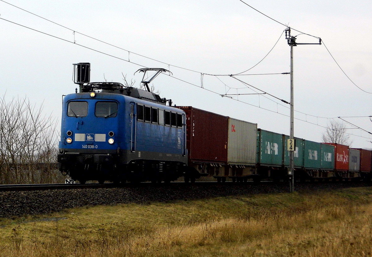 Am 15.02.2018 fuhr die 140 038-0 von METRANS (PRESS) von Hamburg nach Stendal und weiter nach Leipzig .