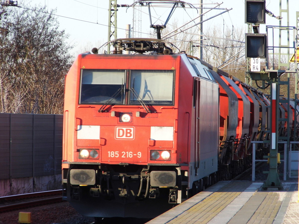 Am 15.02.2019 fuhr die 185 216-9 von  DB Cargo Deutschland AG, von  Wismar nach Wittenberge und weiter nach Stendal . 