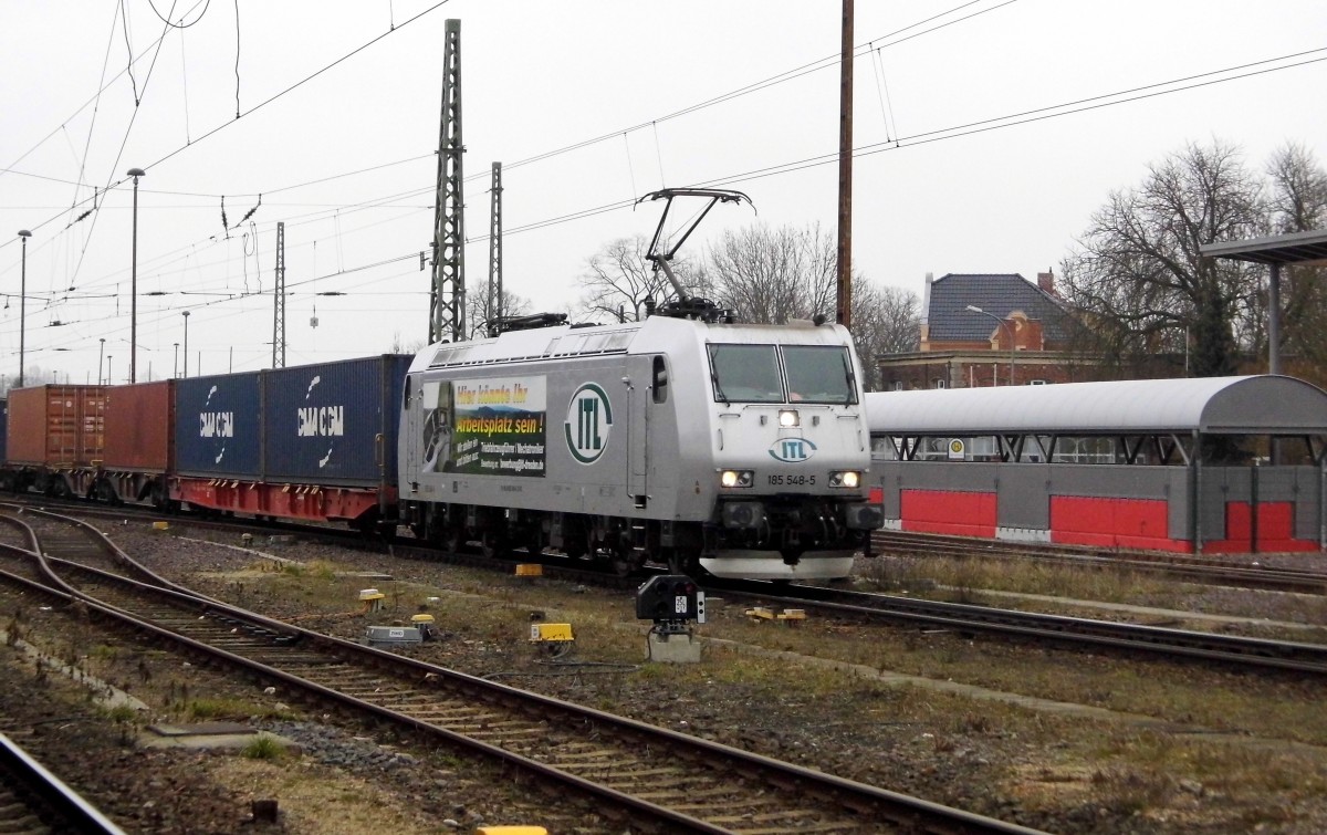 Am 15.03.2015 kam die 185 548-5 von der ITL aus Richtung Magdeburg nach Stendal und fuhr weiter in Richtung Salzwedel .